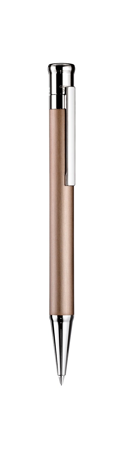 Design 04 Ballpoint pen - barrel satin finish sand matt lacquered, cap and fittings platinum plated