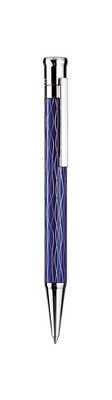 Design 04 Ballpoint pen - barrel wave blue, fittings platinum plated