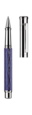 Design 04 Rollerball, barrel wave blue, fittings platinum plated