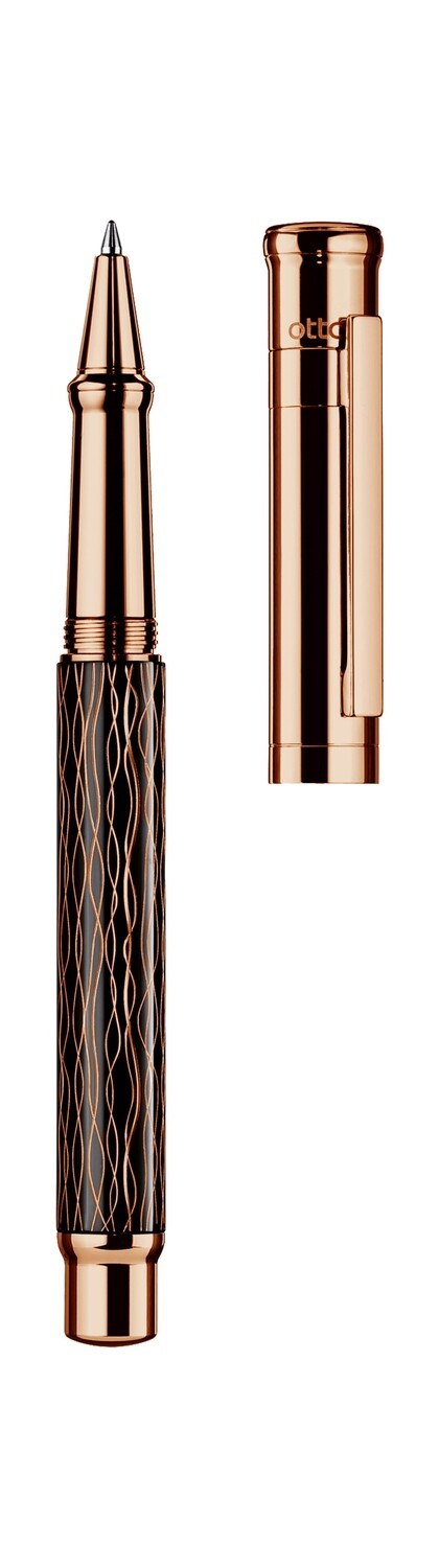 Design 04  Rollerball- barrel wave black, fittings rosé gold plated