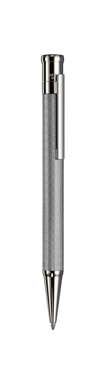 Design 04 Ballpoint pen - cap and barrel  AG925 princess cut guilloché, fittings platinum plated