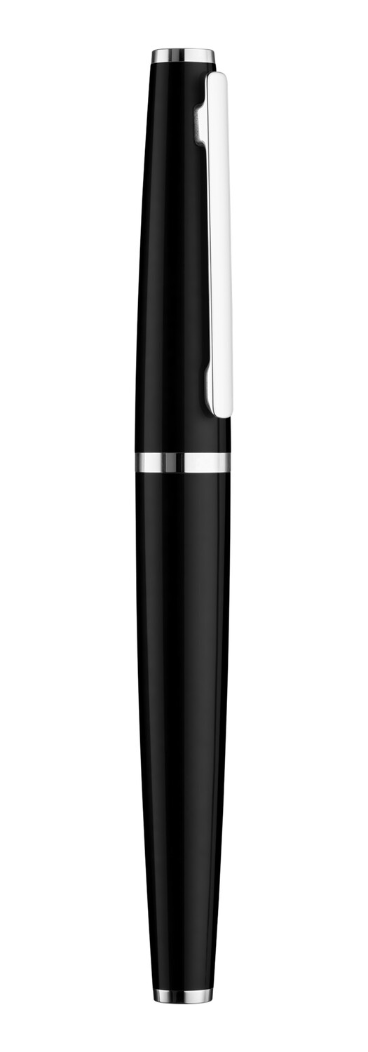 Design 06 Fountain pen, black shiny, fittings platinum plated