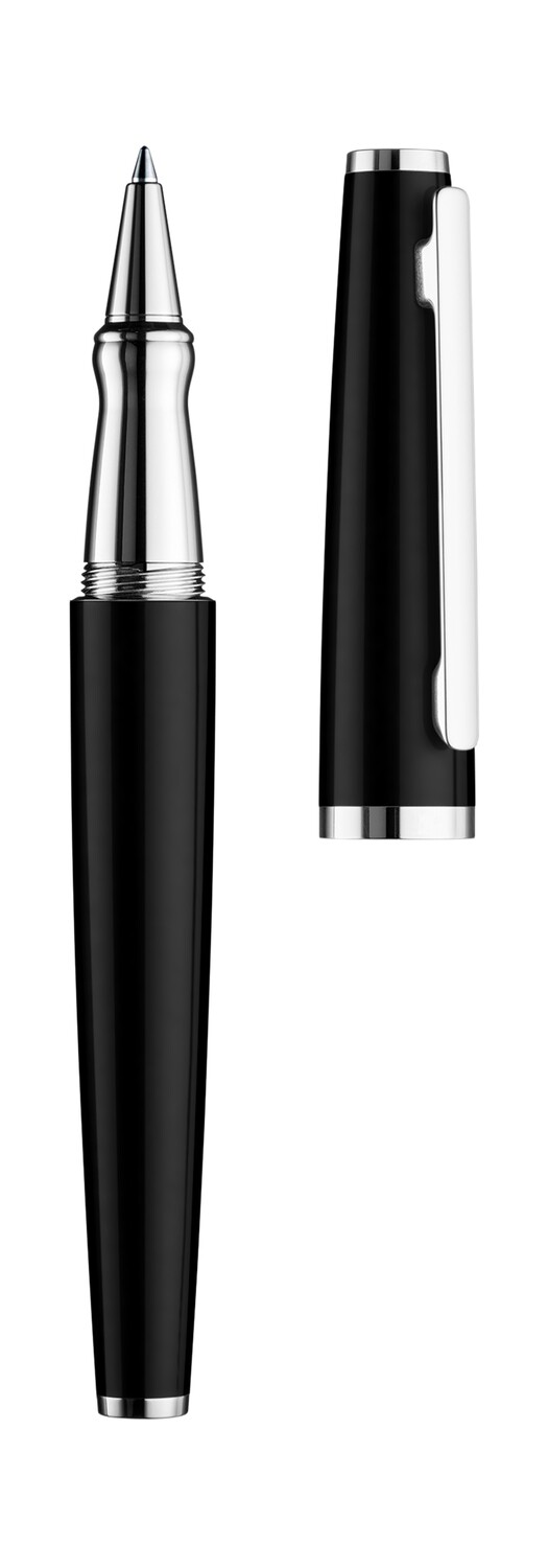 Design 06 Rollerball, black shiny, fittings platinum plated