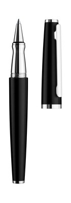 Design 06 Rollerball, black shiny, fittings platinum plated
