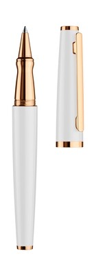 Design 06 Rollerball, white shiny, fittings roségold plated