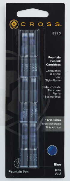 Fountain Pen Ink Cartridge - Blue (six per card)