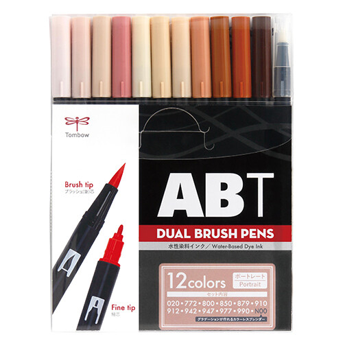 AB-T Dual Brush Pen 12 Colors Set, Portrait