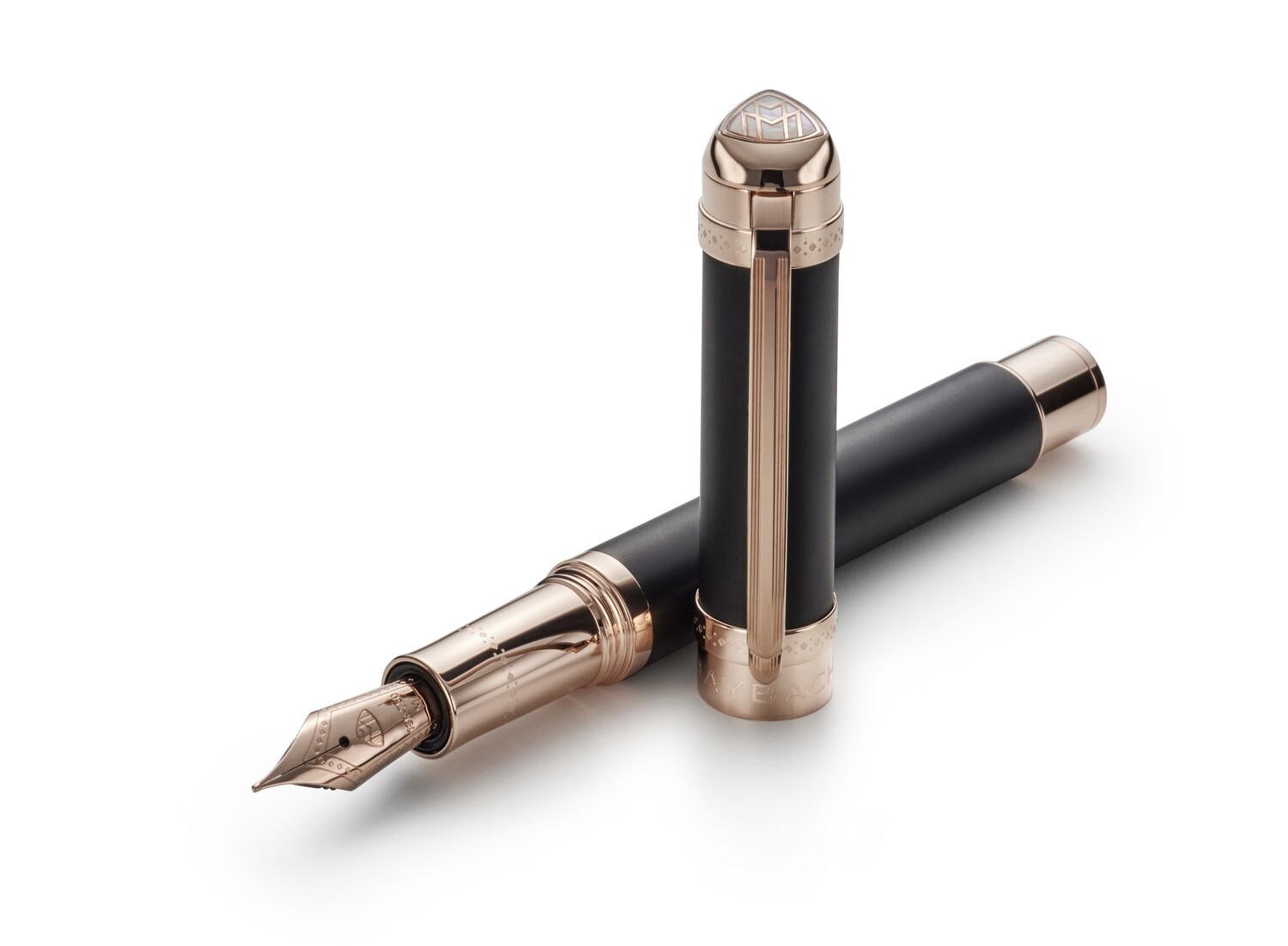 MAYBACH Fountain pen - Matte volcanic black / Rose Gold  - 18 K solid gold nib in  M