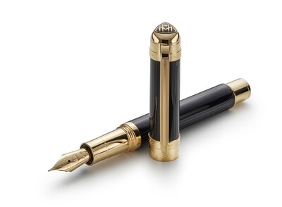 MAYBACH Fountain pen - Midnight black lacquer / gold  - 18 K solid gold nib in  M