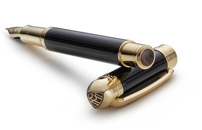 MAYBACH Fountain pen - Midnight black lacquer / gold  - 18 K solid gold nib in  M
