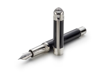 MAYBACH Fountain pen - Midnight black lacquer / platinum  - 18 K solid gold nib in  M