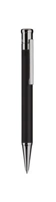 Design 04 Ballpoint pen - barrel black matt lacquered, cap and fittings ruthenium plated