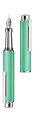 Design 05 Fountain Pen - checkered matt, mint lacquered, fittings platinum plated