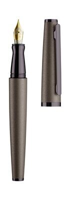 Design 06 Fountain pen M 18ct Gold, ash grey matt, fittings pvd coated