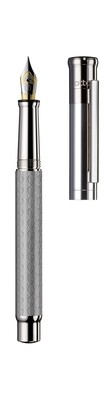 Design 04 Fountain pen , cap and barrel AG925 princess cut guilloché, fittings platinum plated