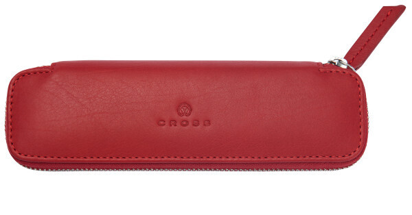 Crimson Leather Double Pen Case