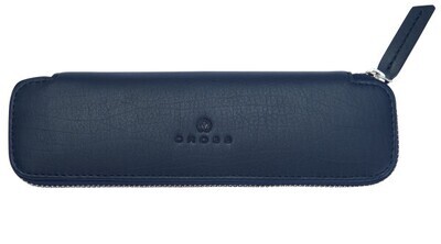 Midnight Blue Leather Double Pen Case