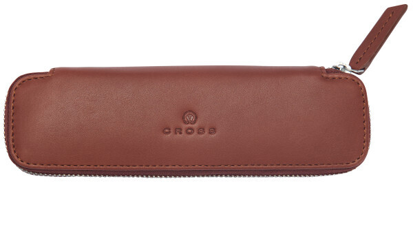Tan Leather Double Pen Case