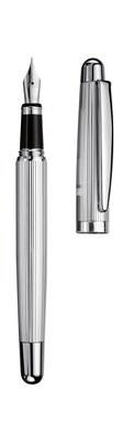 Design 02 Fountain Pen - 925 Sterling silver and platinum plated pinstripe guilloche Steel Nib