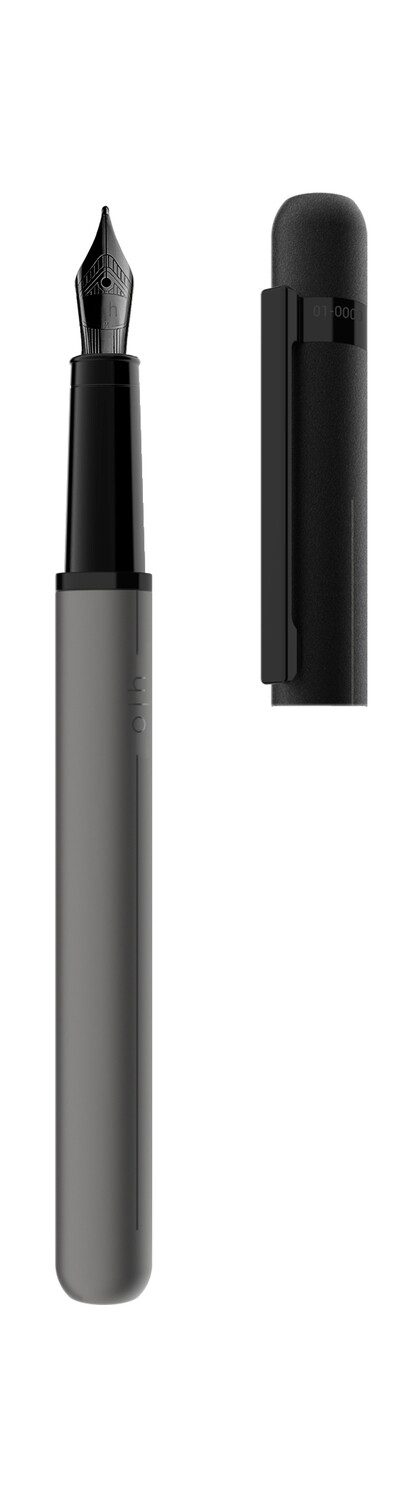 Design 03 Fountain Pen - Matt black, darkgrey lacquered/ ruthenium &amp; PVD coated