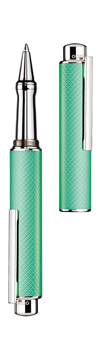 Design 05 Ballpoint Pen - square matt, mint lacquered with platinum plated