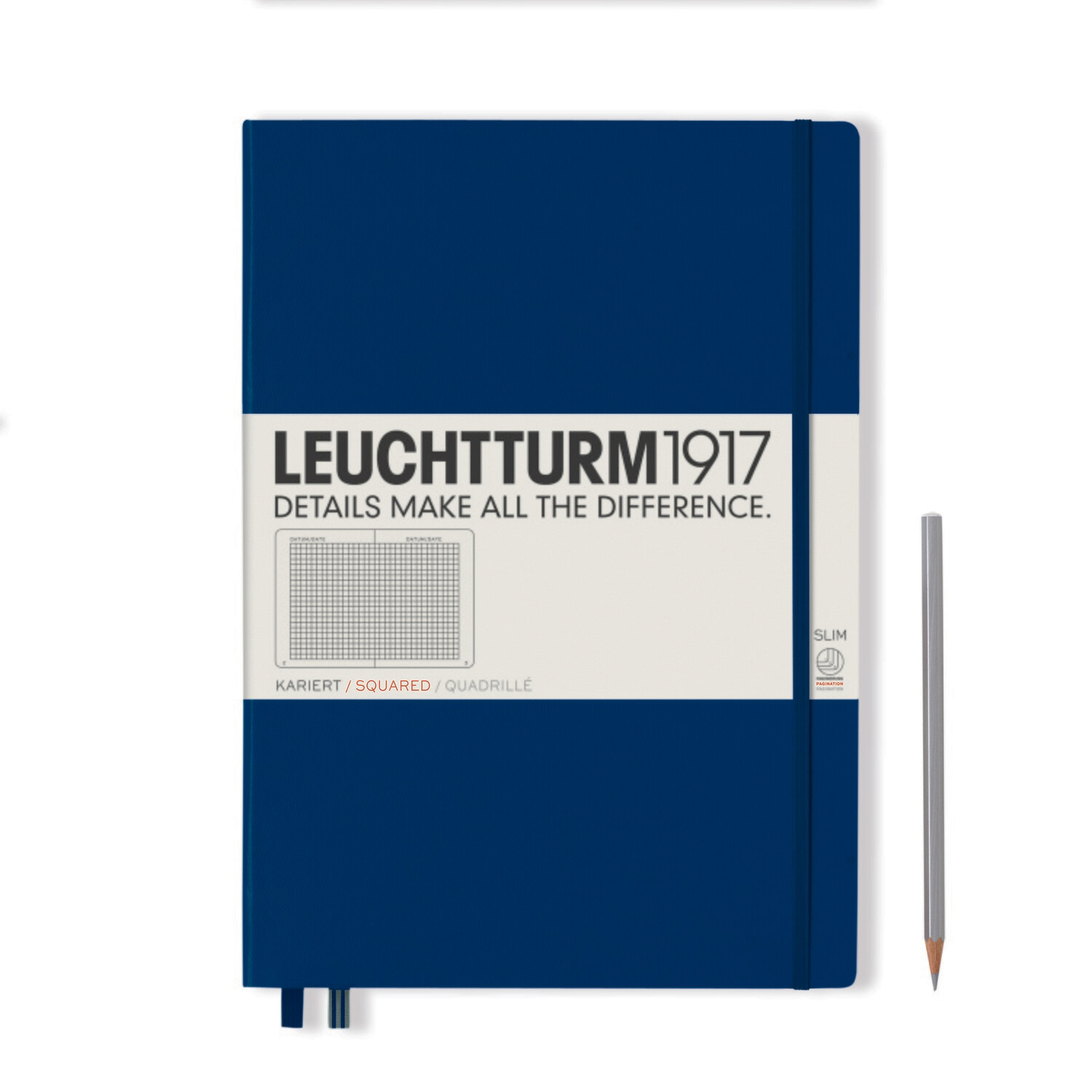 Navy, Master Slim (A4+), 123 pages, squared