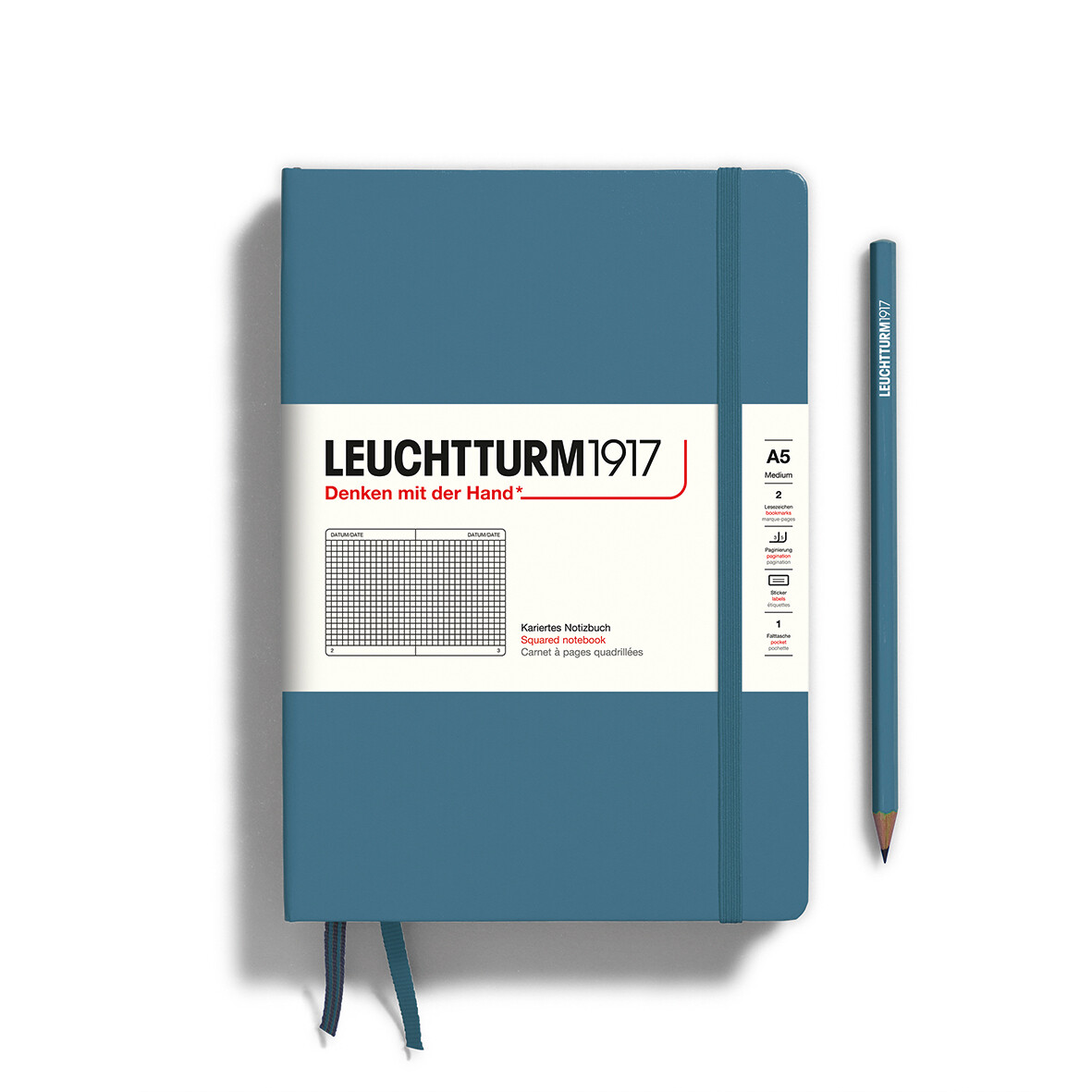 Stone Blue, Medium (A5), 251 pages, squared