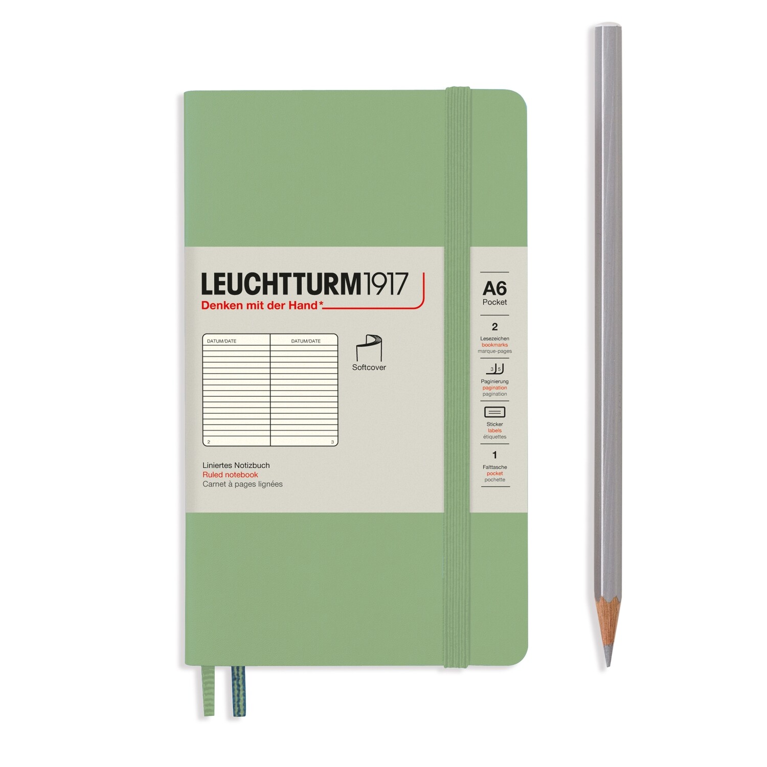 Sage, Softcover, Pocket (A6), 123 pages, ruled