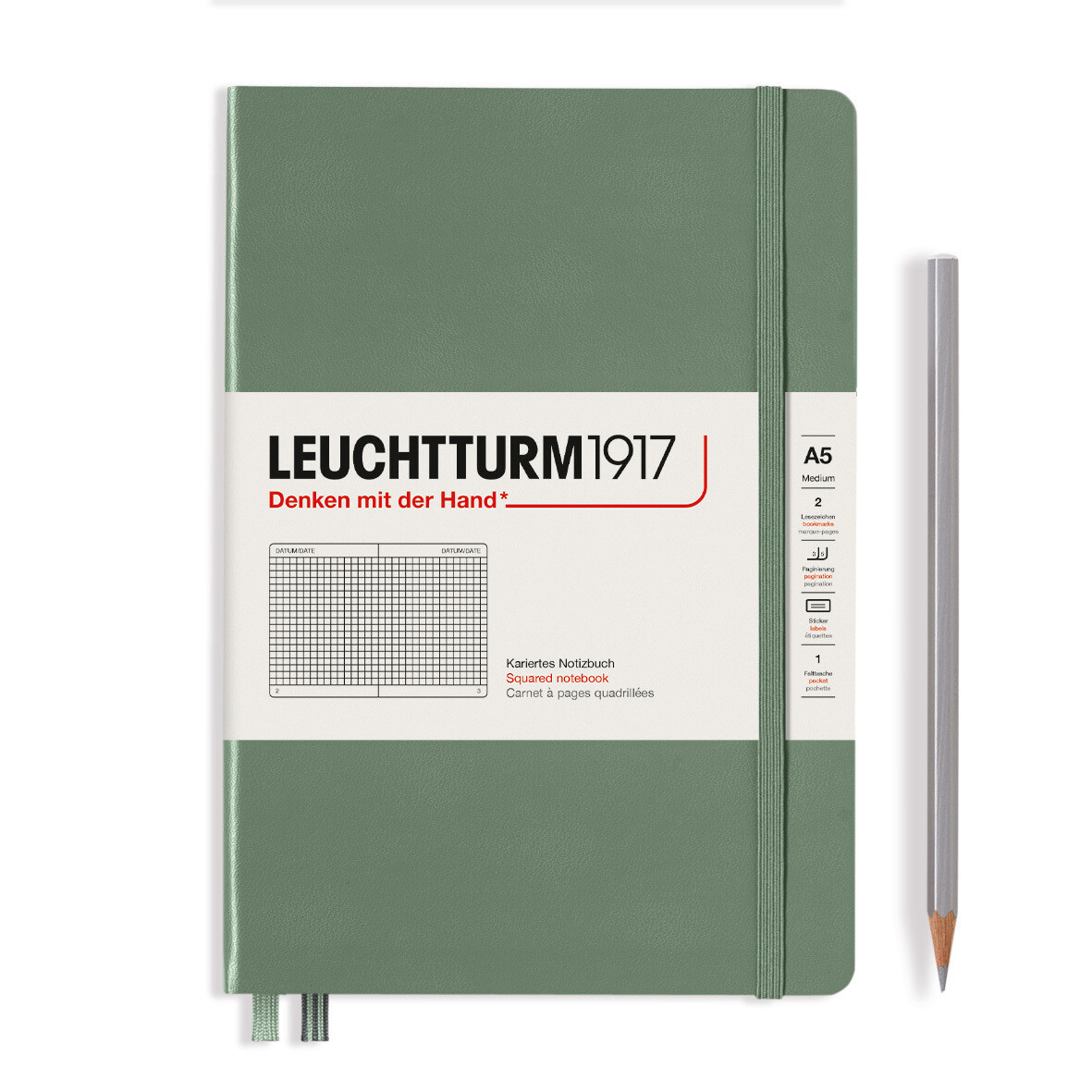 Olive, Medium (A5), 251 pages, squared