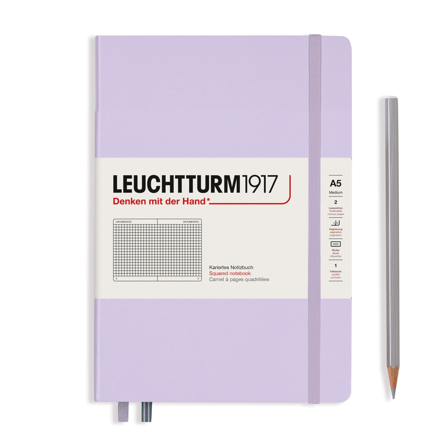 Lilac, Medium (A5), 251 pages, squared