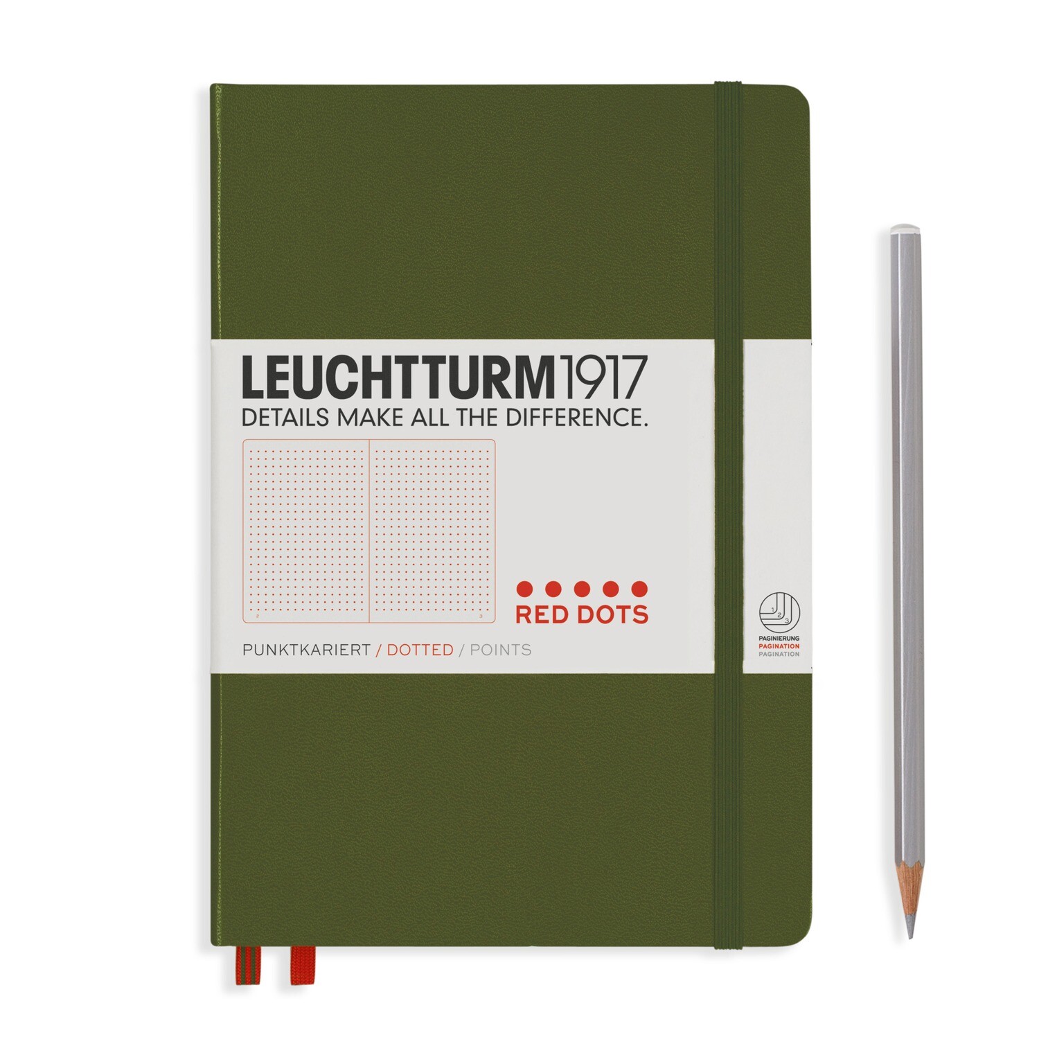 Army, Red Dots Edition, Notebook Medium (A5), Hardcover, 251 numbered pages, Dotted