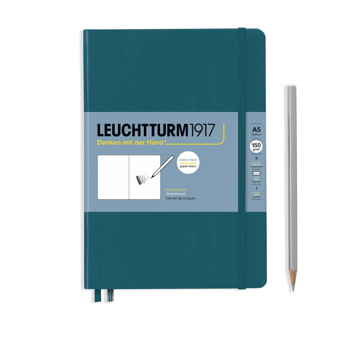 Pacific Green, Sketchbook Medium (A5), 112 pages, 150g/m² paper, plain
