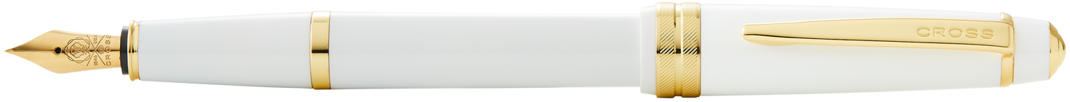 Rich White lacquer Fountain Pen with gold plate appointments - Medium Nib