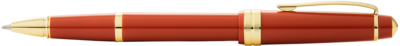 Rich Amber lacquer Rolling Ball Pen with gold plate appointments