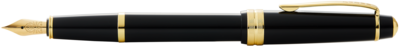 Rich Black lacquer Fountain Pen with gold plate appointments - Medium Nib