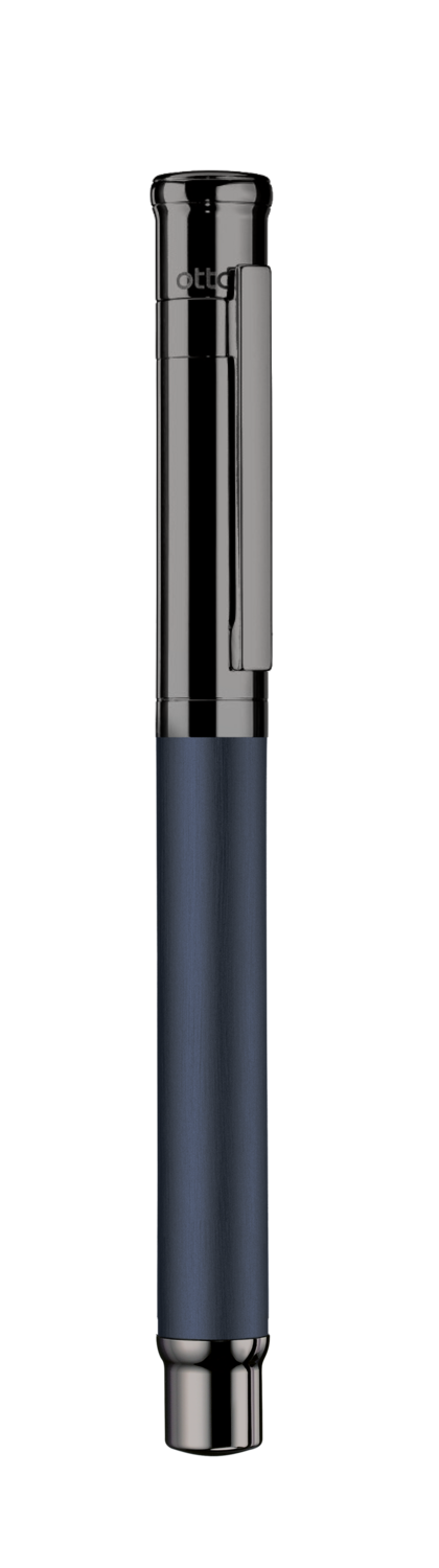 Design 04 Rollerball - barrel blue matt  lacquered, cap and fittings ruthenium plated