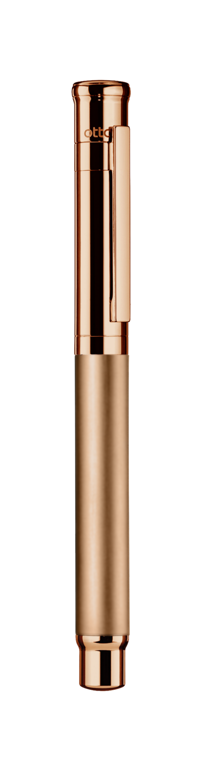 Design 04 Rollerball - Rose gold, Barrel rosegold plated matte, parts rosegold plated shiny