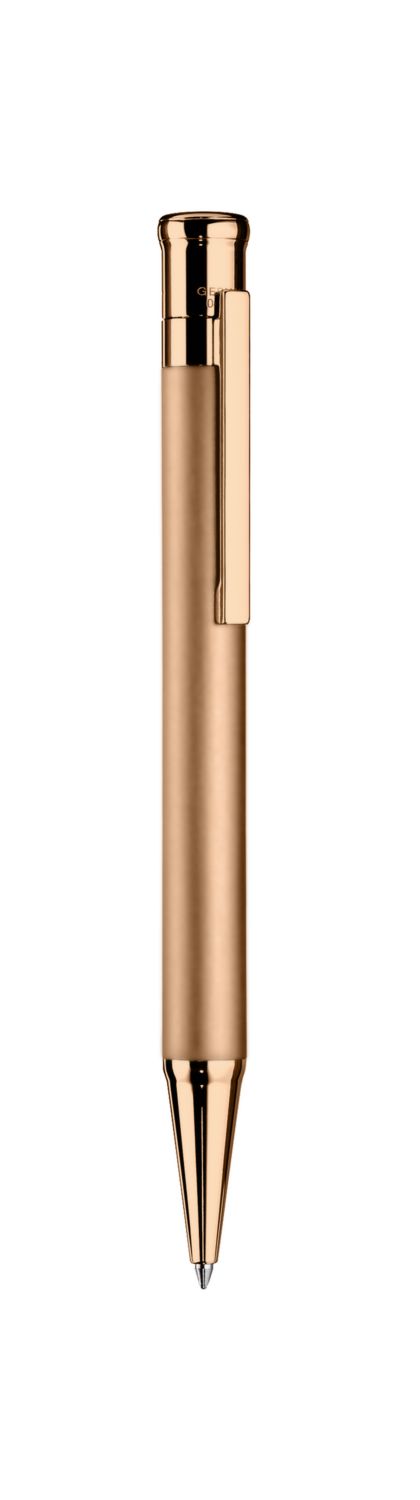 Design 04 Ballpoint pen -Rose gold, Barrel rosegold plated matte, parts rosegold plated shiny