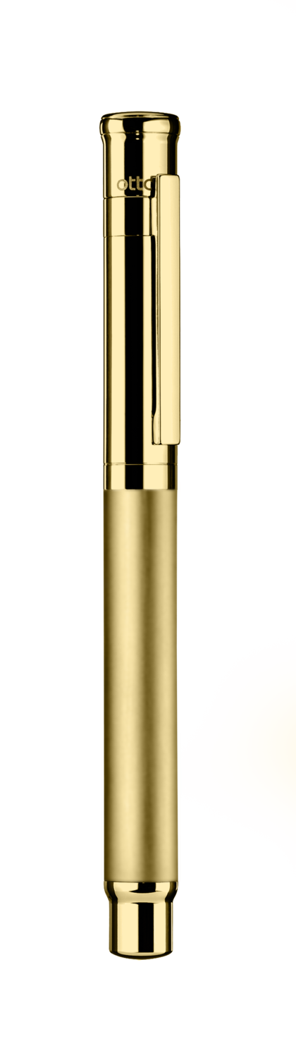 Design 04 Fountain pen Yellow gold, Barrel yellowgold plated matte, parts yellowgold plated shiny