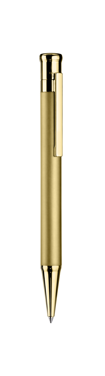 Design 04 Ballpoint pen - Yellow gold, Barrel yellowgold plated matte, parts yellowgold plated shiny