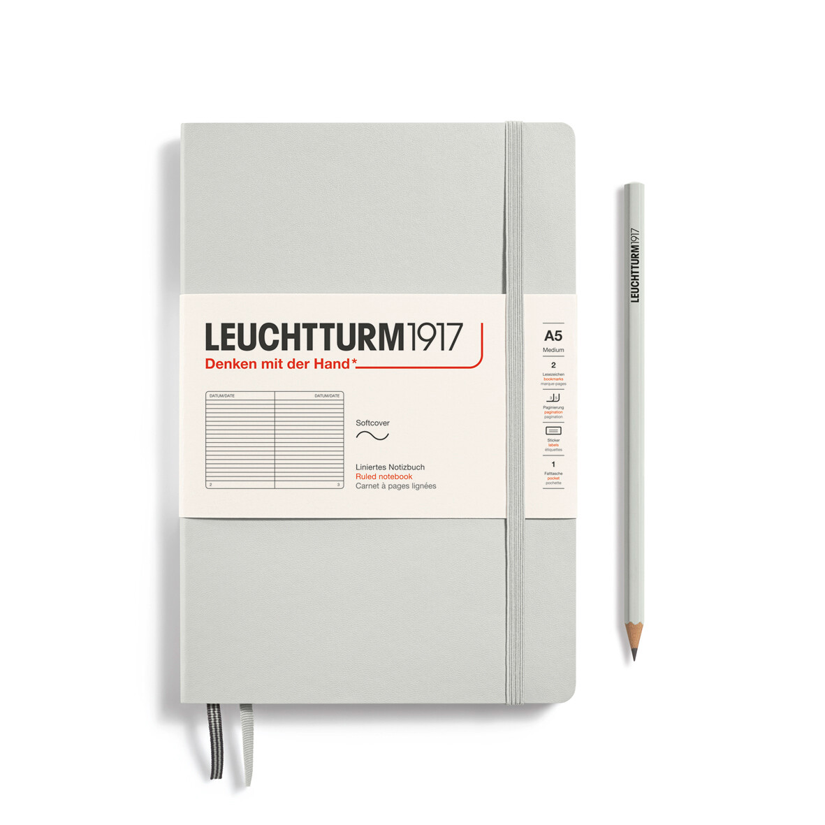 Light Grey, Softcover, Medium (A5), 123 p., ruled