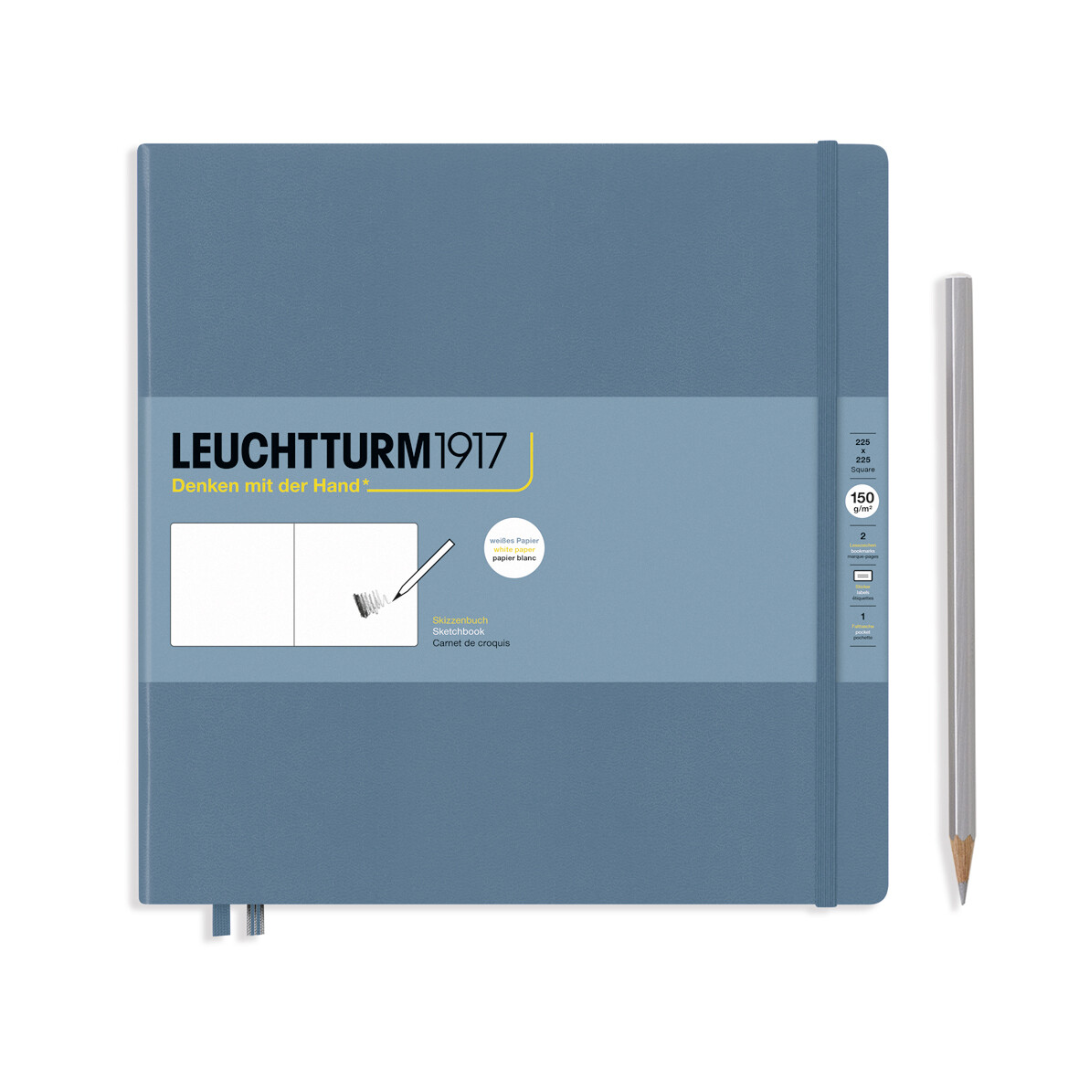 Stone Blue, Sketchbook Square, 112 pages, 150g/m² paper, plain