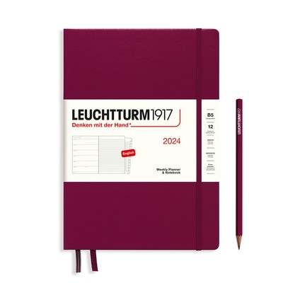 Port Red, Weekly Planner &amp; Notebook Composition (B5) 2024, with extra booklet, English
