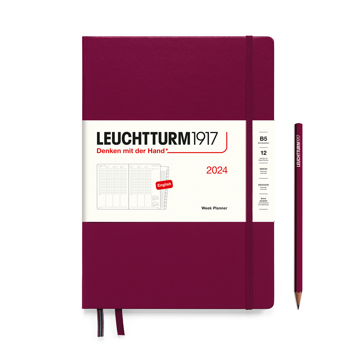 Port Red, Week Planner Composition (B5) 2024, with extra booklet, English