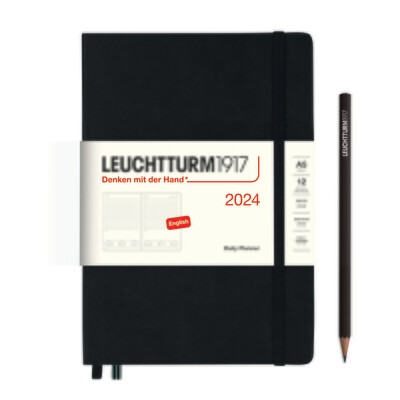 Black, Daily Planner Medium (A5) 2024, English