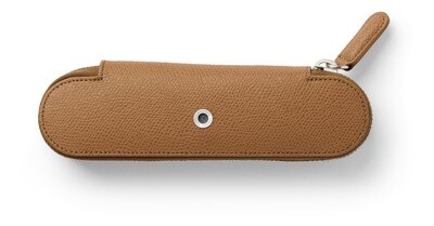 Standard case for 2 pens with zipper Epsom -Cognac