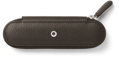 Zipper case for 2 pens Cashmere-Dark Brown