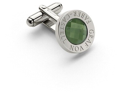 Cufflinks round platinum-plated with faceted jade