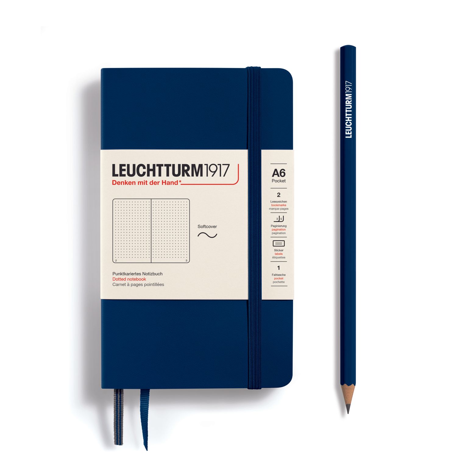 Navy, Softcover, Pocket (A6), 123 p., dotted