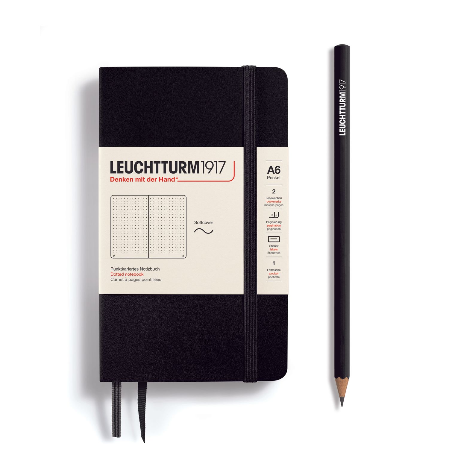 Black, Softcover, Pocket (A6), 123 p., dotted